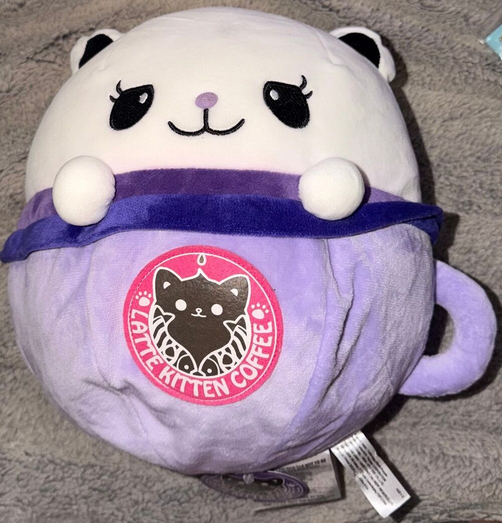 Nihon Auto Toy Latte Kitten Coffee purple cup 12-inch plush